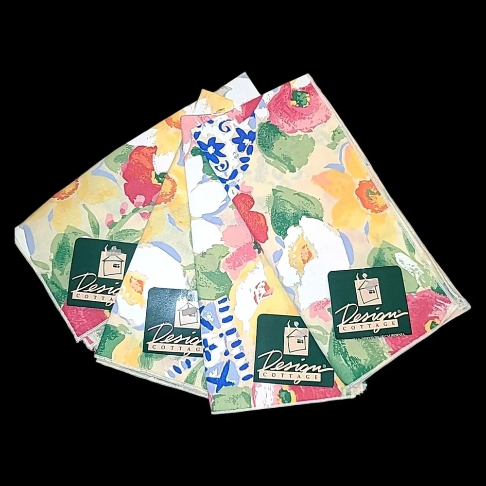 4 NOS Design Cottage Mervyns Karens Garden Floral‎ Napkins Set 17
